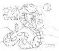 original sketch from Halloween Card by Mark A. Hicks, illustrator